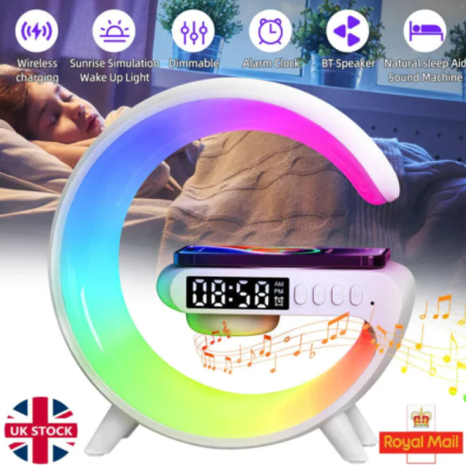 Smart G Lamp – Bluetooth Speaker, Wireless Charger & RGB Alarm Clock