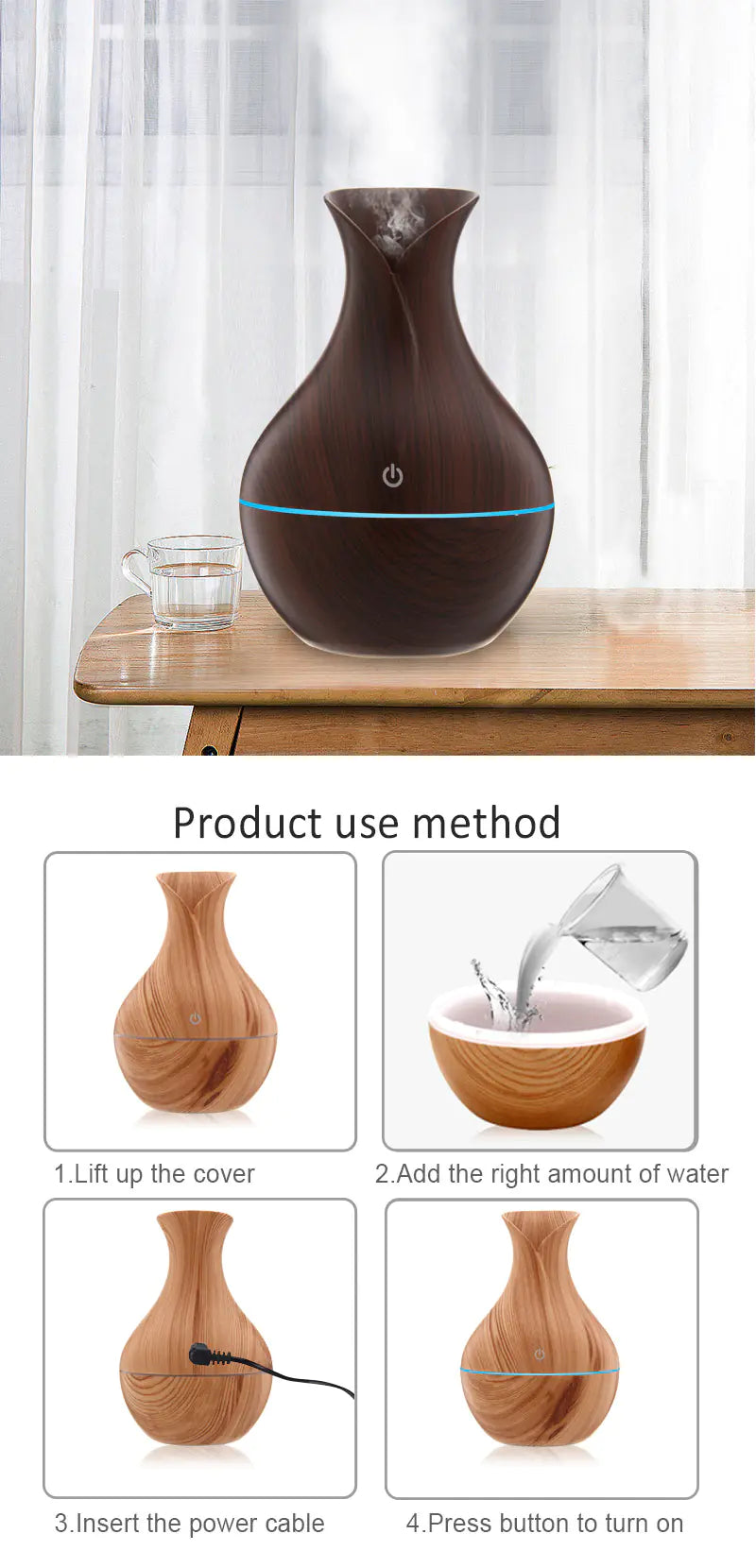 Wood Grain Humidifier Aromatherapy Air Freshener